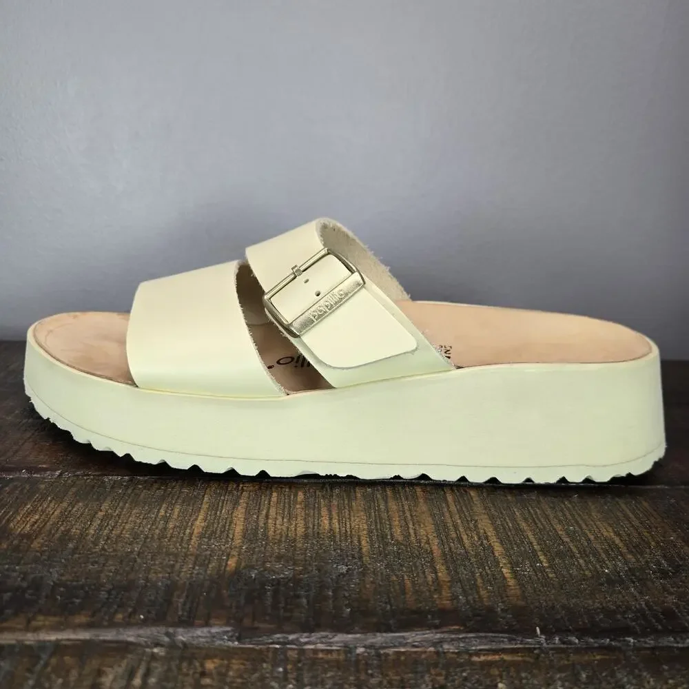 Papillio Almina Ecru Womens 10 Mens 8 EU 41 Narrow Platform Sandals Yellow Brown